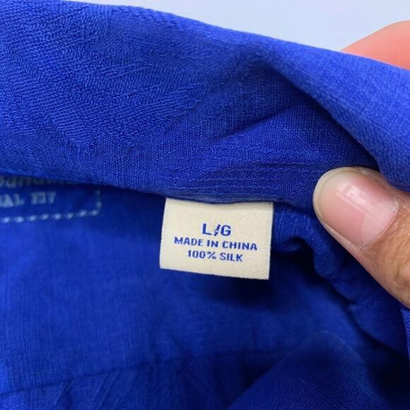 Tommy Bahama Shirt Mens L Large Ocean Blue Silk Short Sleeve Original Fit Hawaii - Picture 6 of 10